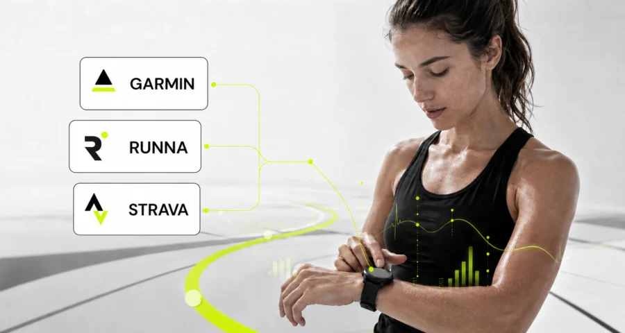 Running coach apps comparison featuring Garmin, Runna and Strava